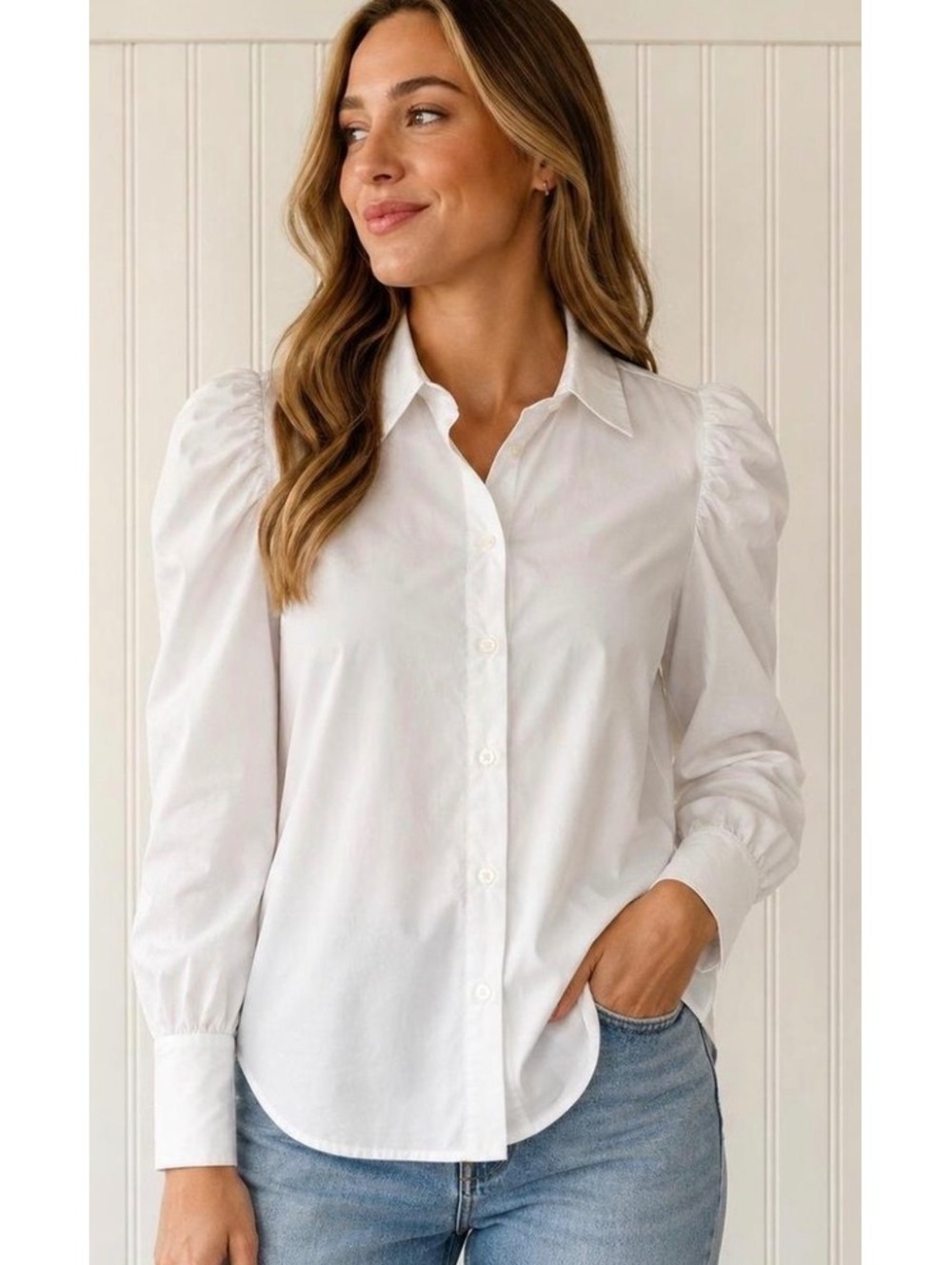 Trovata Birds Of Paradis White Puff Sleeve Size Small